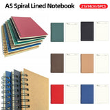 6pcs A5 Spiral Notebook Homework Exercise Book Durable Notepad for School Office