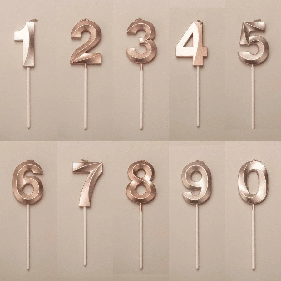 Classic Number Candles Individually Packed With Stand Birthday Make Up Ur Number Rose Gold - Number 7