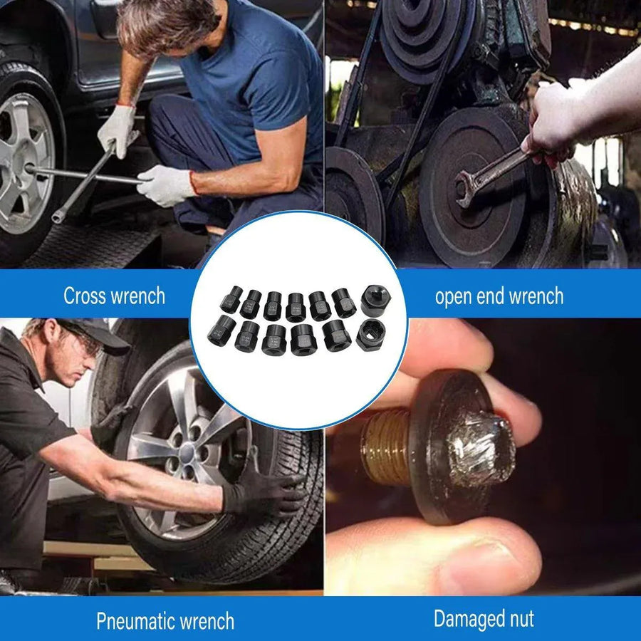 13 Piece Impact Bolt Nut Remover Set Extractor Socket Tool for Stripped Nuts Bolt