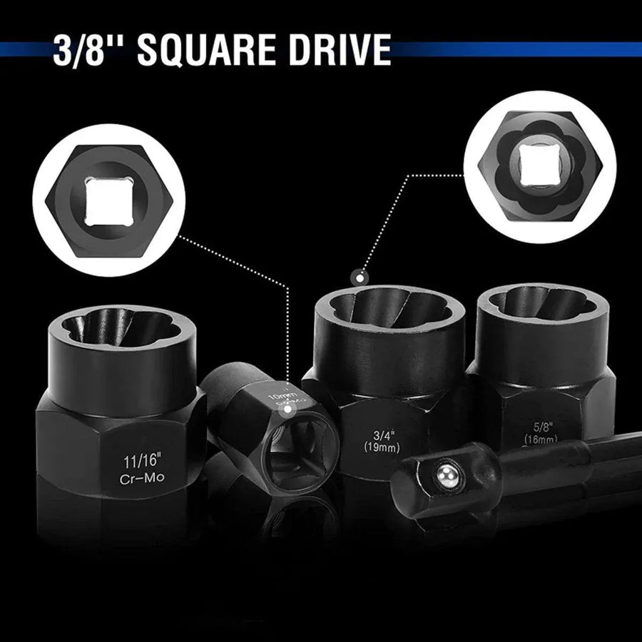 13 Piece Impact Bolt Nut Remover Set Extractor Socket Tool for Stripped Nuts Bolt