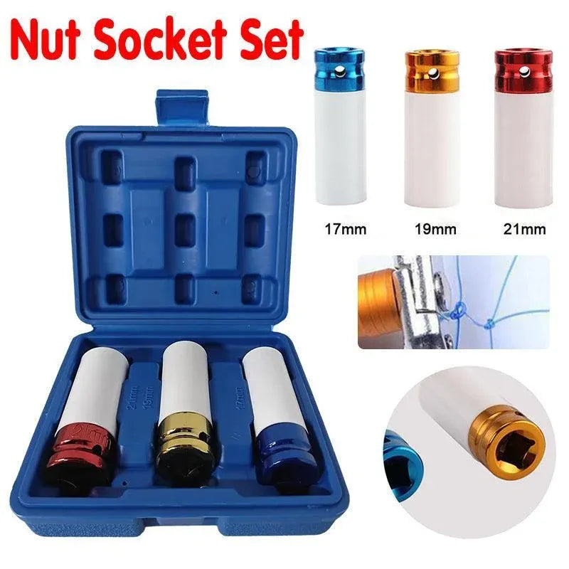 3PCS Deep Impact Nut Socket Set 17mm 19mm 21mm for Alloy Wheels