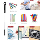 8 Pcs Nylon Straw Brush Set Cleaner Bottle Glass Tube Pipe Small Long Cleaning - 45-Degree Angle