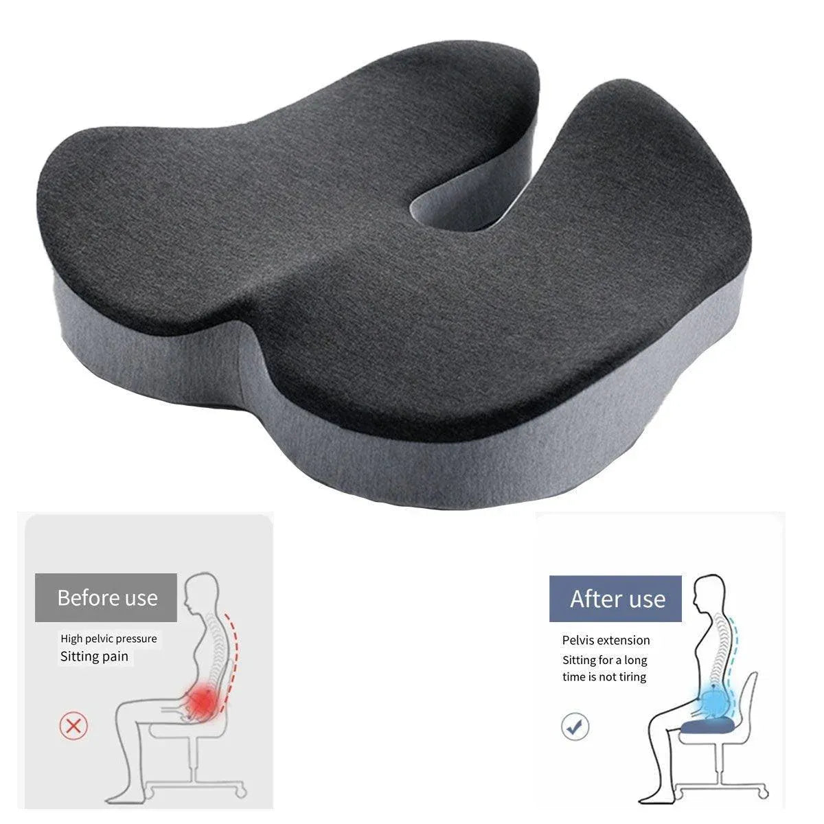 Slow Rebound Memory Foam Seat Cushion Office Chair Pad for Sedentary Hip Support