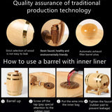 5L Wooden Wine Barrel Whiskey Rum Beer Spirits Storage Brewing Cask Vintage - Red - 45-Degree Angle