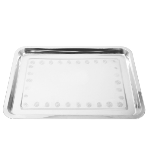 2X Stainless Steel Oblong Tray Plate Serving Tray Silver Dinner Food Kitchenware - 30X40CM