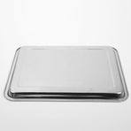 2X Stainless Steel Oblong Tray Plate Serving Tray Silver Dinner Food Kitchenware - 30X40CM