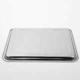 2X Stainless Steel Oblong Tray Plate Serving Tray Silver Dinner Food Kitchenware - 30X40CM - Top-Down View