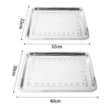2X Stainless Steel Oblong Tray Plate Serving Tray Silver Dinner Food Kitchenware - 22X32CM
