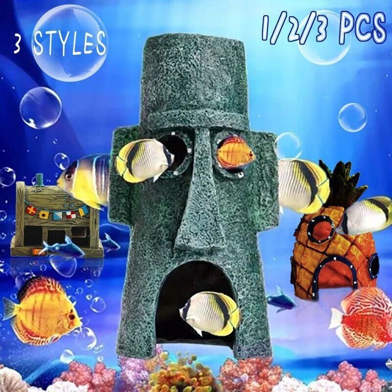 For Alien Spongebob Pineapple House Hole Fish Tank Decoration Aquarium Ornament