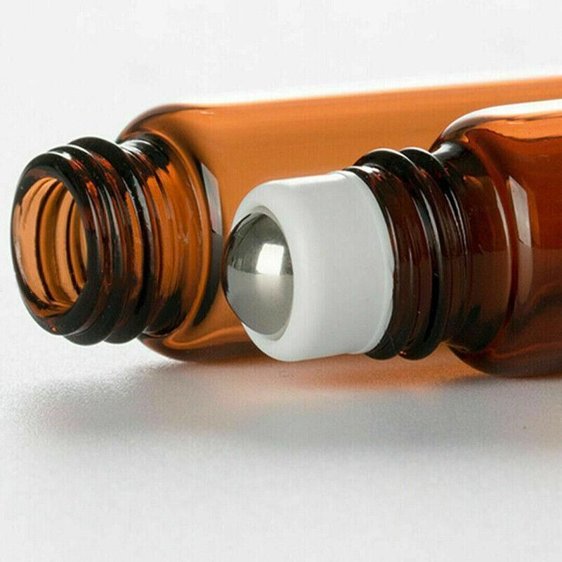 10Ml Roller Rollerball Perfume Essential Oil Roll On Ball Amber Glass Bottle - 5PCS