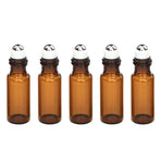 5ml Roller Rollerball Perfume Essential Oil Roll On Ball Amber Glass Bottle - 10PCS