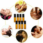 5ml Roller Rollerball Perfume Essential Oil Roll On Ball Amber Glass Bottle - 10PCS