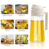 2-in-1 470ml Glass Oil Bottle Spray Pour Automatic Pressure Control Kitchen Tool - Black - Extra Image