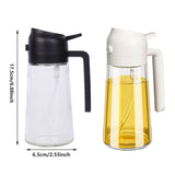 2-in-1 470ml Glass Oil Bottle Spray Pour Automatic Pressure Control Kitchen Tool - Black - Side View