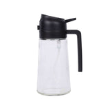 2-in-1 470ml Glass Oil Bottle Spray Pour Automatic Pressure Control Kitchen Tool - Black - Rear View