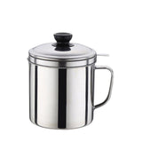 1.8L Stainless Steel Oil Filter Pot with Strainer Lid Grease Separator for Kitchen - Front View