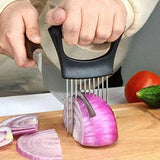 Food Slice Assistant Onion Slicer Cutter Fish Meat Potato Vegetable Holder Tool - Low Angle