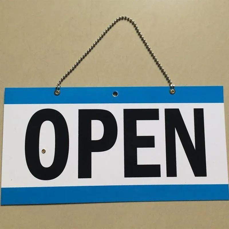 Open Closed Sign with Will Return Clock for Business Shops and Home Use 29x15cm