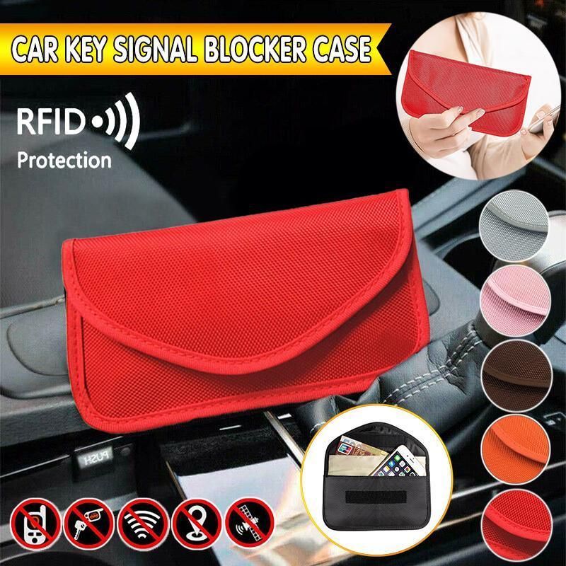Car Key Case For Faraday Cage Fob Pouch Keyless RFID Blocking Bag - Orange