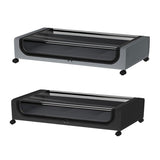 Under Bed Storage Rack Square Design with Wheels Rolling Trolley Box for Home - Black - Front View