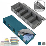5 Compartments Clothes Shoes Under Bed Storage Organizer Box Bag Large Capacity - Grey