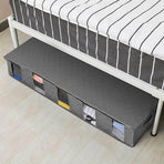 5 Compartments Clothes Shoes Under Bed Storage Organizer Box Bag Large Capacity - Grey