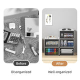 Desktop Stationery Organizer Storage Box for Office Supplies Desk Organization - Rear View