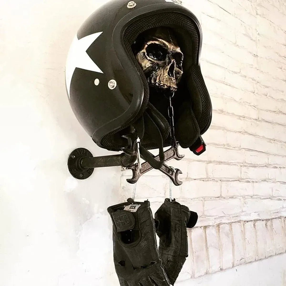 Motorbike Helmet Holder Wall Mount Helmet Rack Helmet Stand Skull Head Holder