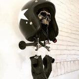 Motorbike Helmet Holder Wall Mount Helmet Rack Helmet Stand Skull Head Holder - Top-Down View