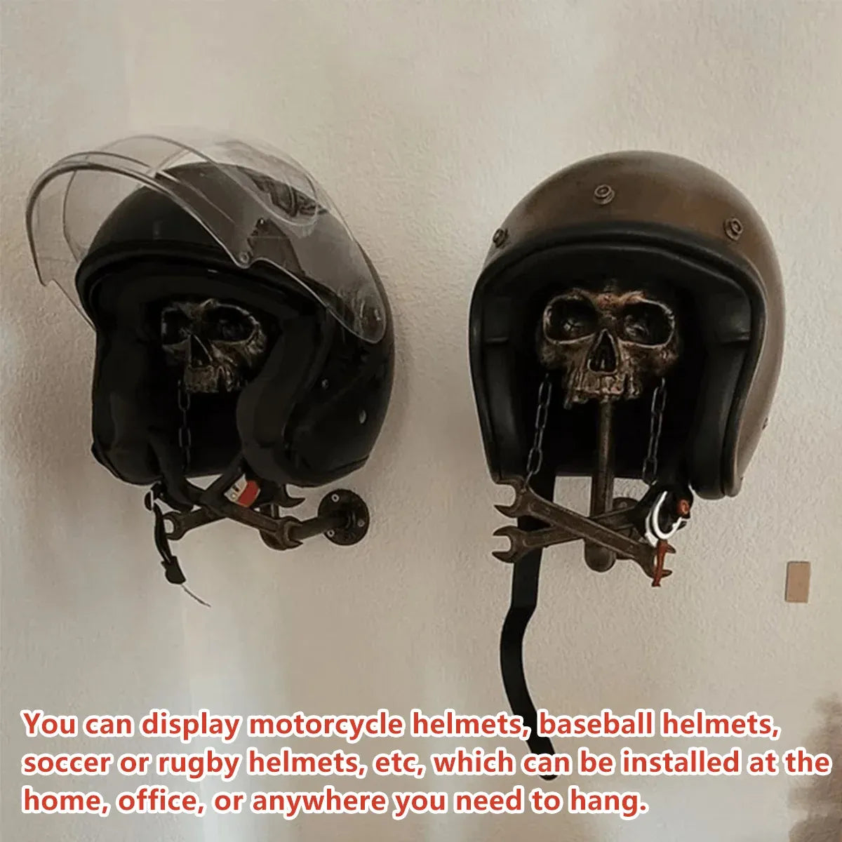 Motorbike Helmet Holder Wall Mount Helmet Rack Helmet Stand Skull Head Holder