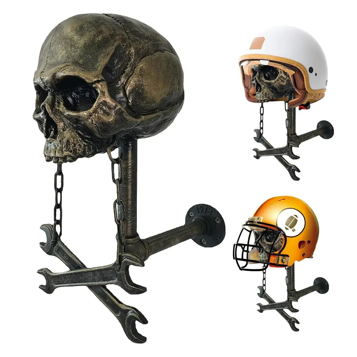 Motorbike Helmet Holder Wall Mount Helmet Rack Helmet Stand Skull Head Holder