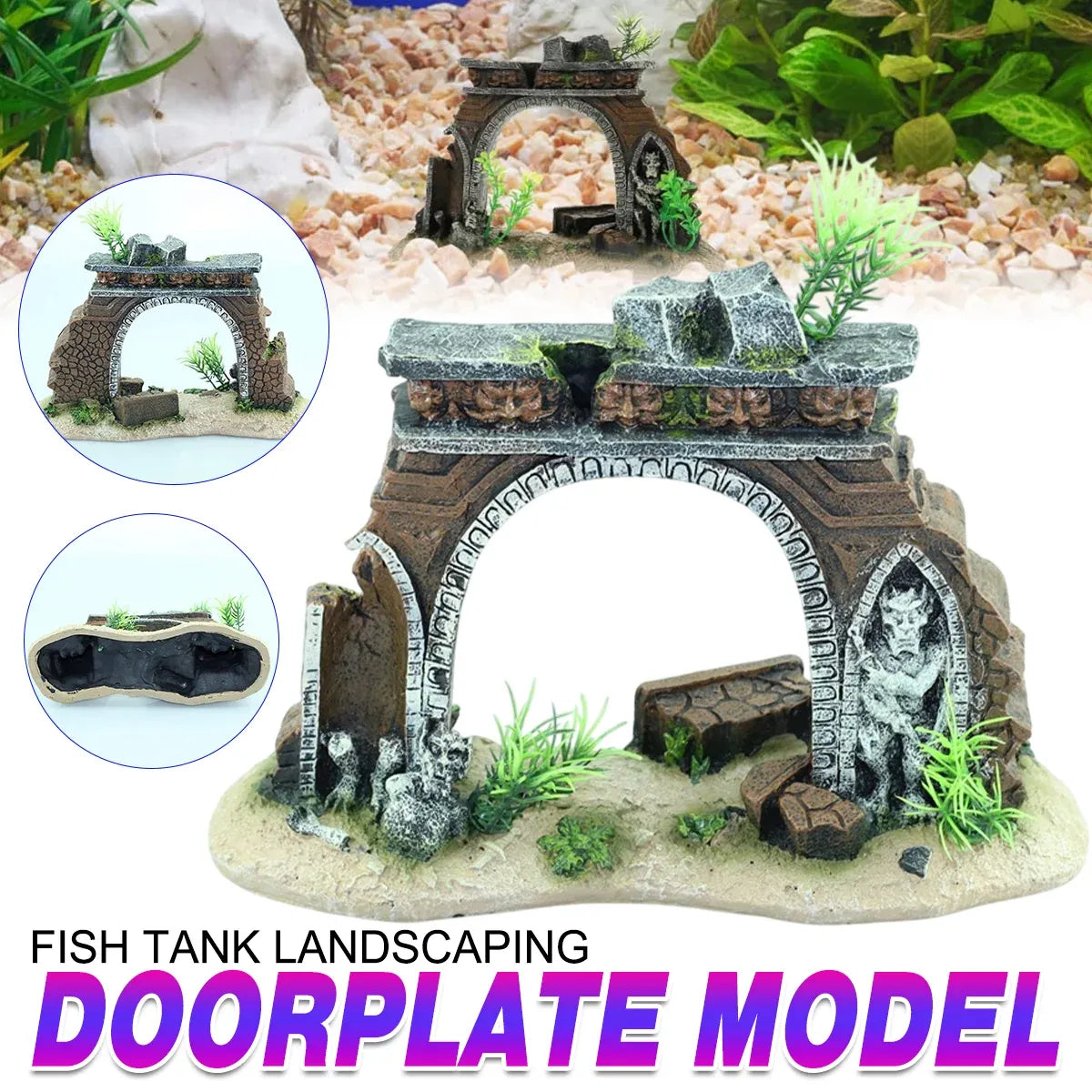 Fish Tank Landscape Archway Door Plate Decoration Fish Shrimp Shelter Aquarium