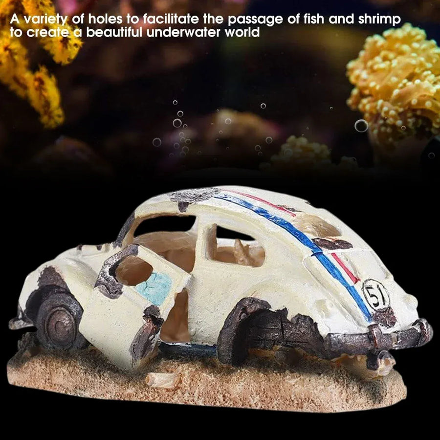 Aquarium Decoration Car Shape Ornament Fish Tank Decor Landscaping Accessory