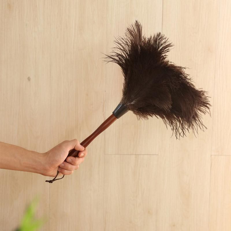 Anti Static Genuine Ostrich Feather Duster Wooden Handle Brush Clean