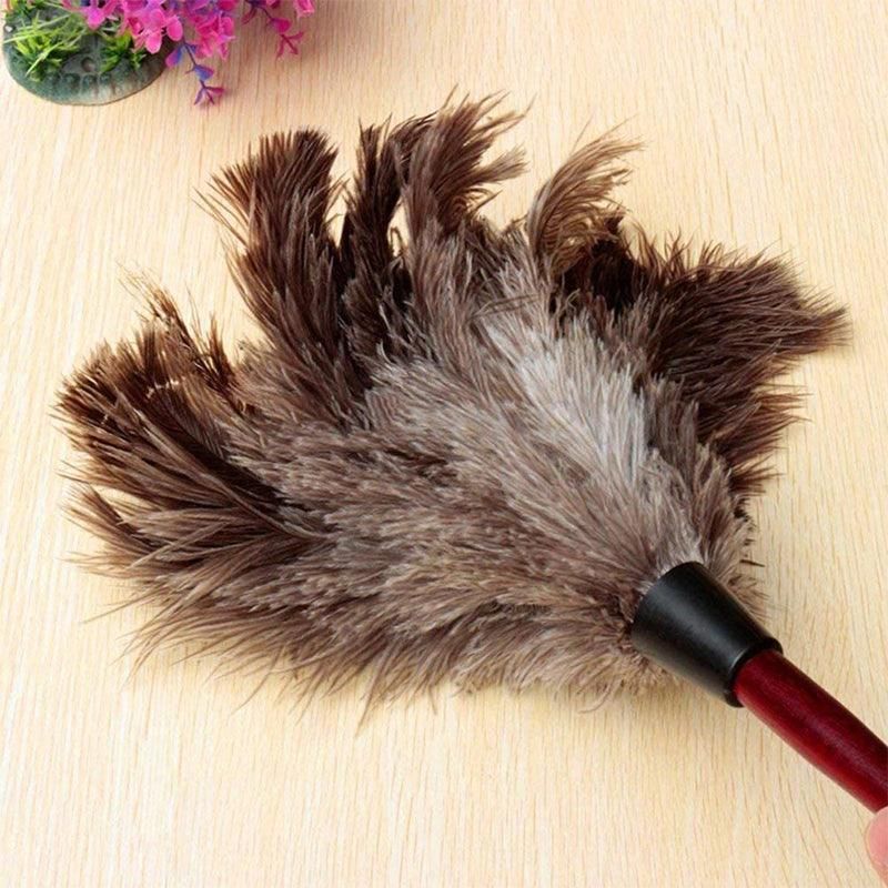 Anti Static Genuine Ostrich Feather Duster Wooden Handle Brush Clean