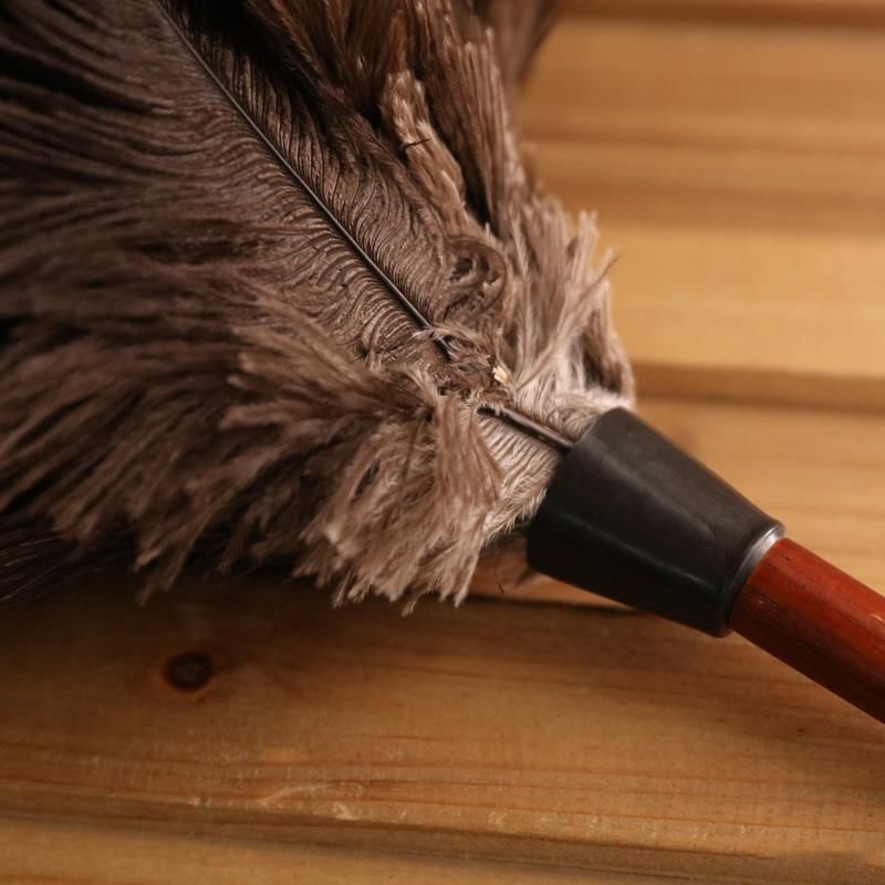 Anti Static Genuine Ostrich Feather Duster Wooden Handle Brush Clean