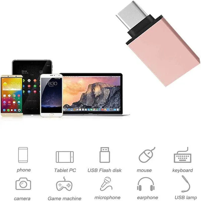 USB Type-C to USB 3.0 Adapter OTG Converter for Phone Tablet Laptop - Black