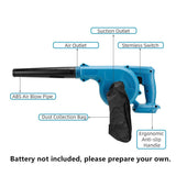 Portable Cordless Air Blower Leaf Dust Tool 1080W 19000 RPM Li-ion Battery - Side View