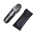 6in1 Portable Folding Knife Fork Spoon Set Outdoor Multi Functional Tableware - Green