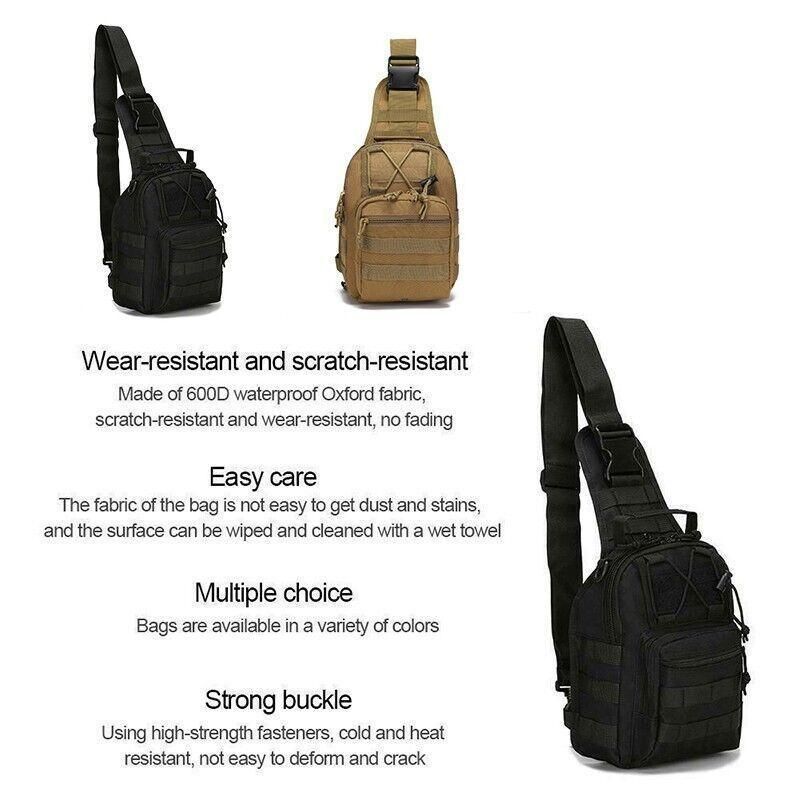 Free Freight Climb Shoulder Hiking Trekking Backpack Tactical Outdoor Military - Black