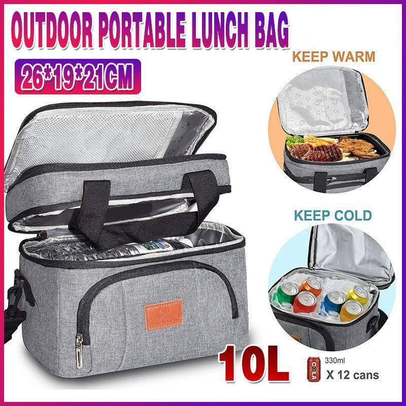 10L Insulated Lunch Bag Waterproof Cooler Bag with Strap for Picnic Work Travel