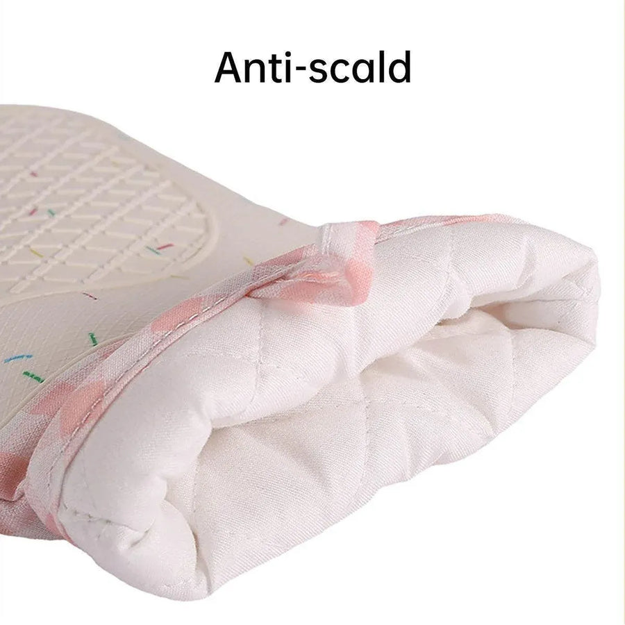 Silicone Oven Mitts Long Heat Resistant Anti-Hot Microwave Insulation Gloves - Grey