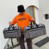 Large Capacity Waterproof Travel Luggage Bag Lightweight Foldable Handbag - Small-Black - Top-Down View