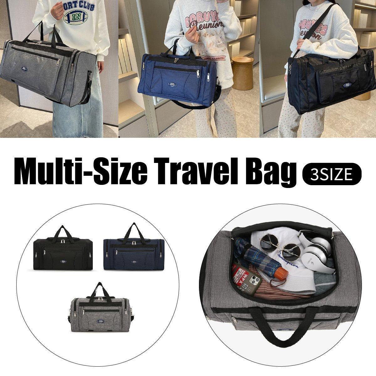 Large Capacity Waterproof Travel Luggage Bag Lightweight Foldable Handbag - Medium-Grey