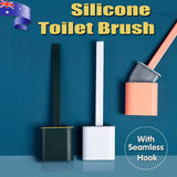 TPR Toilet Brush Set Silicone-Like Head with Holder Wall Mounted Detachable Handle - Black * 1 Unit