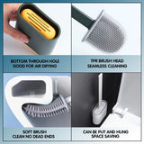 TPR Toilet Brush Set Silicone-Like Head with Holder Wall Mounted Detachable Handle - Black * 1 Unit - Side View