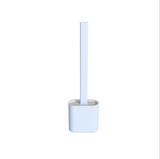 TPR Toilet Brush Set Silicone-Like Head with Holder Wall Mounted Detachable Handle - White * 1 Unit