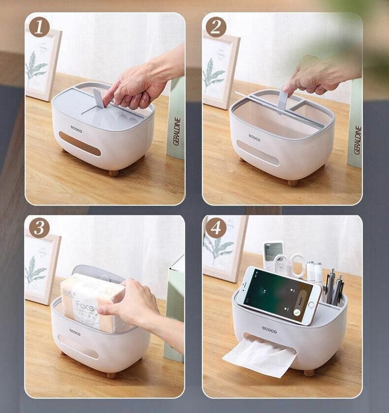 Multifunction Tissue Box Cover Table Napkin Paper Case Holder Storage Organizer