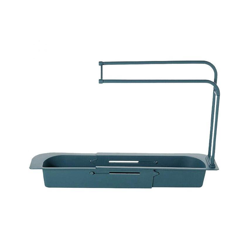 Telescopic Sink Rack Holder Expandable Storage Drain Basket Home Kitchen Kit - Grey