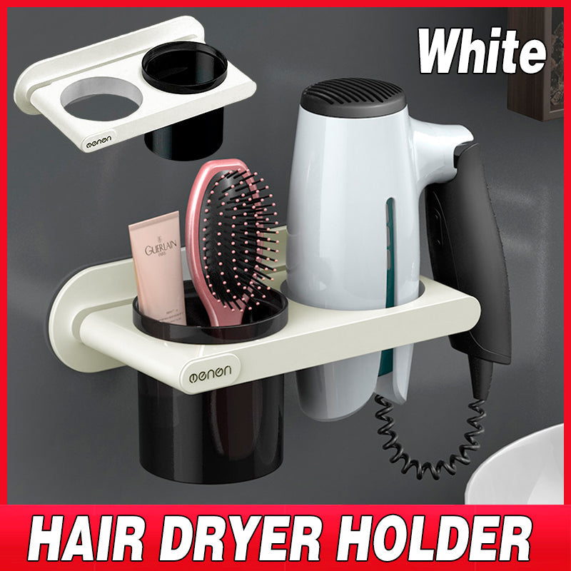 Bathroom Mounted Wall Suction Cup Hair Dryer Holder Hanger Shelf Rack Storage Au - White